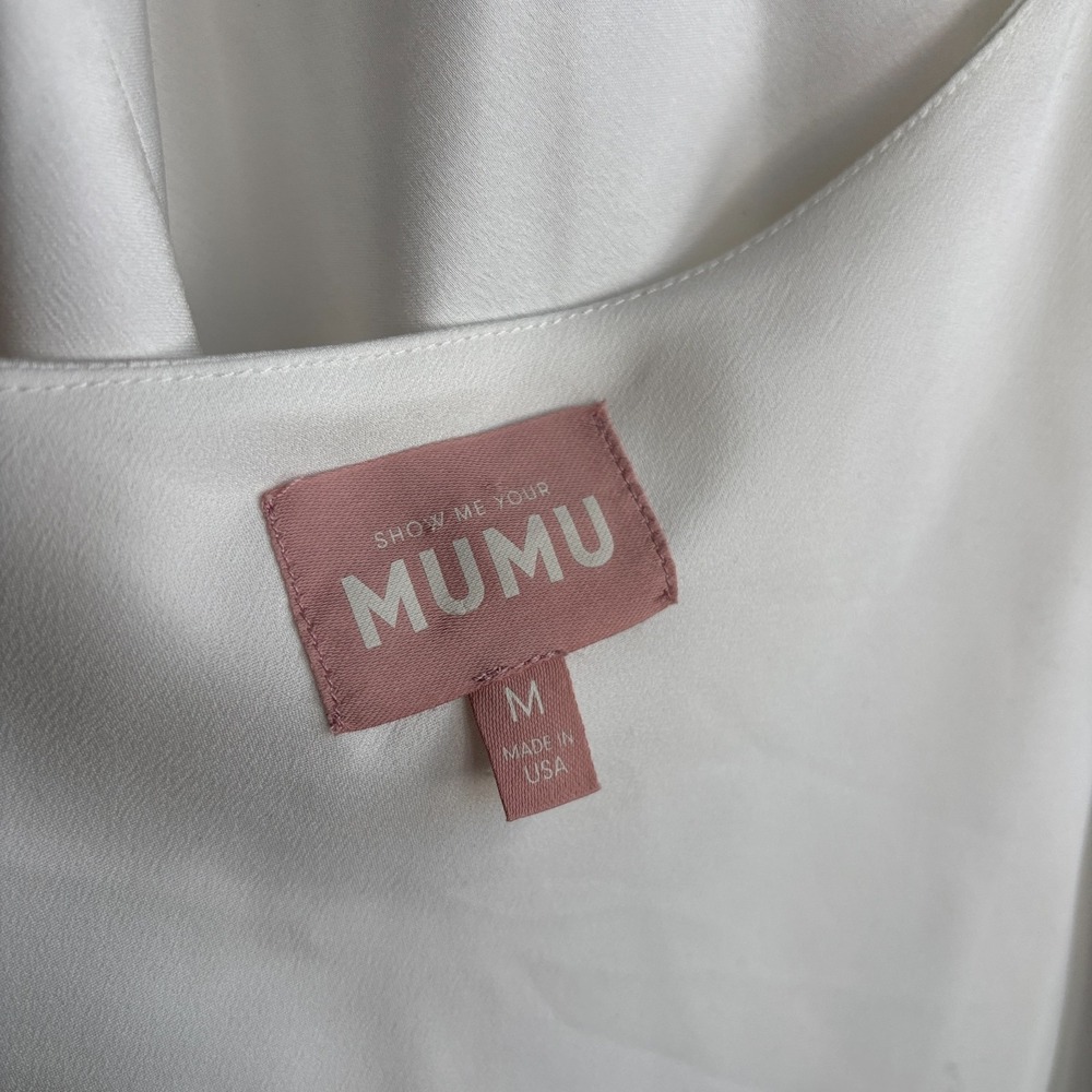 Show Me Your Mumu Jasmine Dress Halter Mini Dress Backless Satin White Size M - Picture 11 of 14